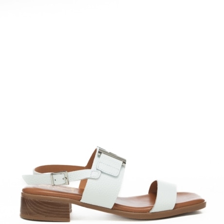 sandali da donna in pelle con doppia fascia frontale bianco
