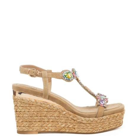 scarpe alte da donna con pietre multicolor sabbia