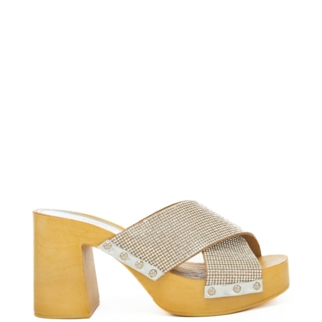 scarpe da donna ZOCCOLO ALTO CRYSTAL con micro strass argento