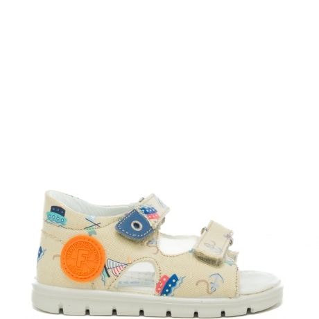  sandali da bambino con stampe a fantasia marina all over beige azzurro