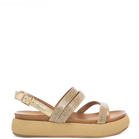 scarpe da donna con fasce con micro strass oro