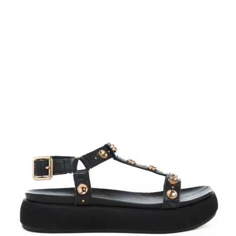 scarpe da donna con borchie in metallo applicate sui cinturini nero