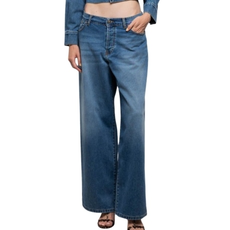 jeans da donna zefiro con gamba larga denim