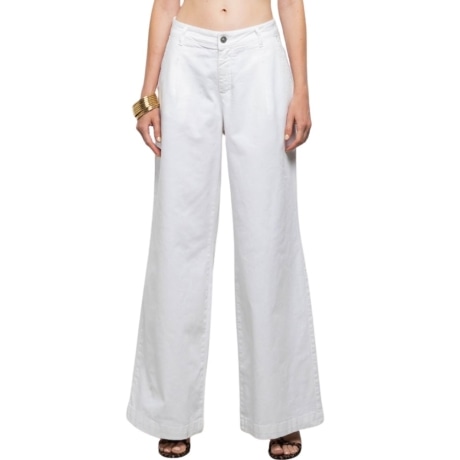 pantaloni da donna calliope in cotone a gamba larga bianco