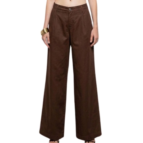 pantaloni da donna calliope in cotone a gamba larga cioccolato
