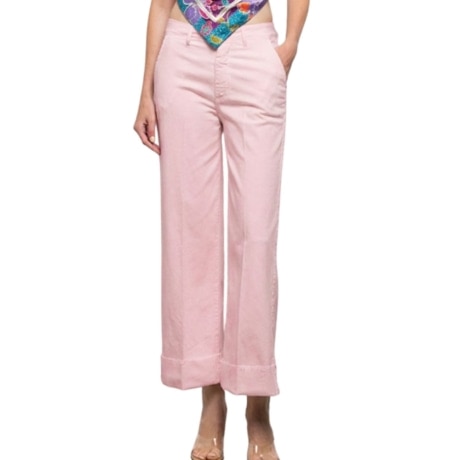 pantaloni da donna ERMES in cotone con risvolti rosa 