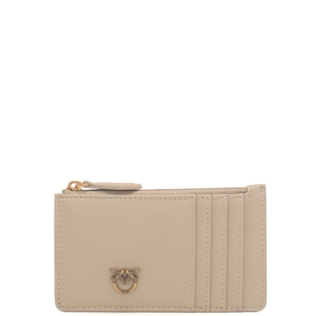 porta carte da donna airone cardholder in pelle beige