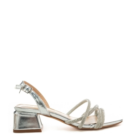 sandali da donna in tomaia laminata argento