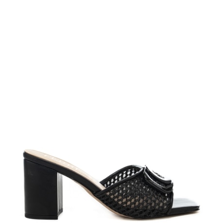 scarpe da donna con fascia in tessuto intrecciato nere