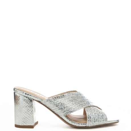 scarpe da donna con tomaia pitonata argento