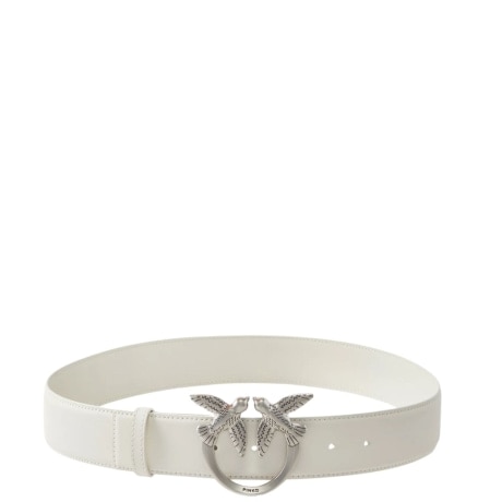 cintura alta 4cm Love Birds in pelle bianco acciaio