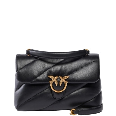 Borsa media a tracolla Love Bag Puff Maxi Quilt New Buckle NERO ORO