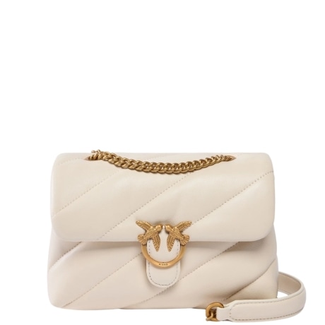 PUFF MINI SMALLBorsa piccola a tracolla Love Bag Puff Maxi Quilt New Buckle AVORIO ORO