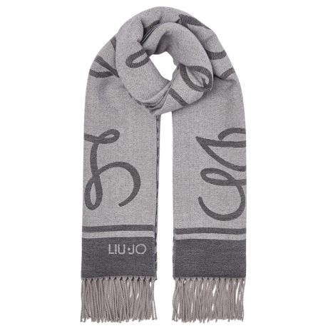 Stola DOUBLE jacquard con logo nera