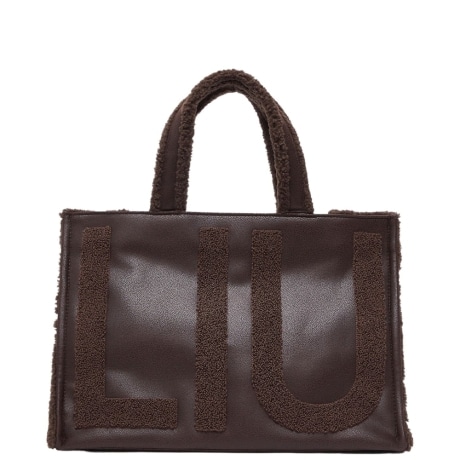 Tote bag grande con logo marrone