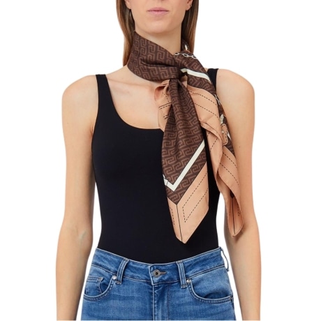Foulard grande con cinturini cammello