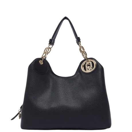 Borsa a spalla satchel media in pelle nera
