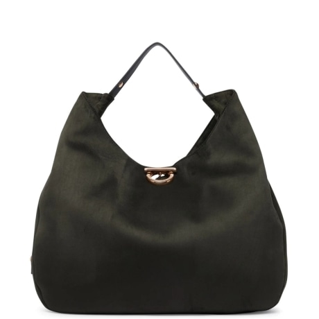 Borsa a spalla hobo grande con borchie in camoscio verde