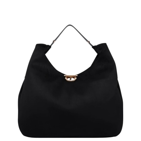 Borsa a spalla hobo grande con borchie in camoscio nera