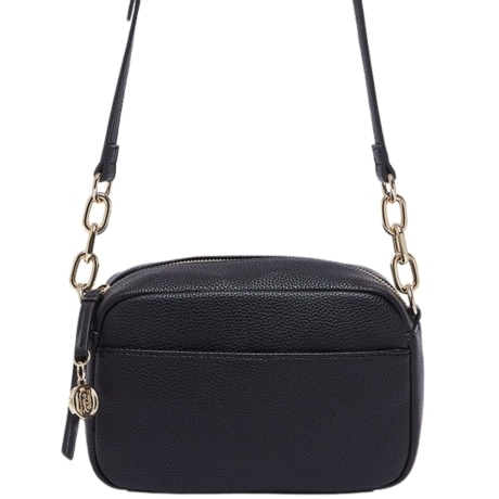 Borsa a tracolla media in pelle nera