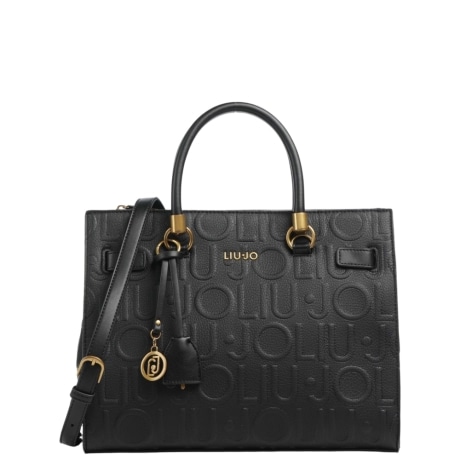 Borsa a mano satchel piccola in pelle logata nera