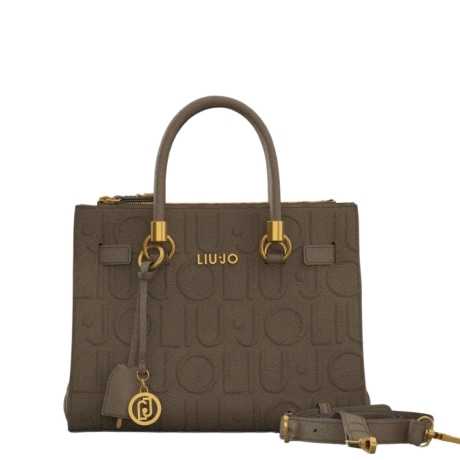Borsa a mano satchel piccola in pelle logata caffe
