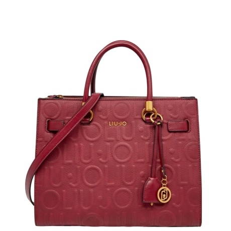 BORSA A SPALLA DONNA logata in pelle BORDEAUX