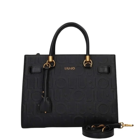 BORSA A SPALLA DONNA logata in pelle nera