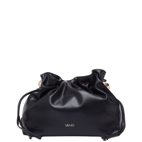 Borsa a spalla Riccy media in pelle nera