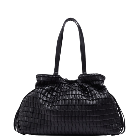 Borsa goffrata Riccy grande in pelle nera
