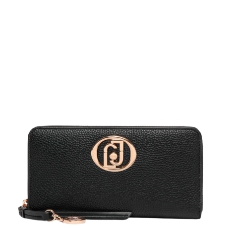 portafoglio Faiza Ecs XL Zip Around NERO  con logo oro