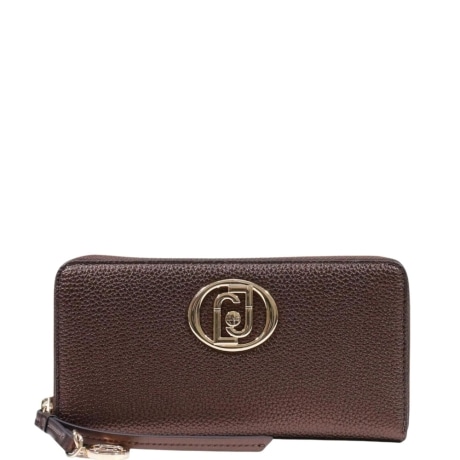 portafoglio Faiza Ecs XL Zip Around BRICK RED con logo oro