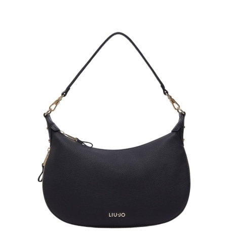 Borsa a spalla hobo media in pelle nera