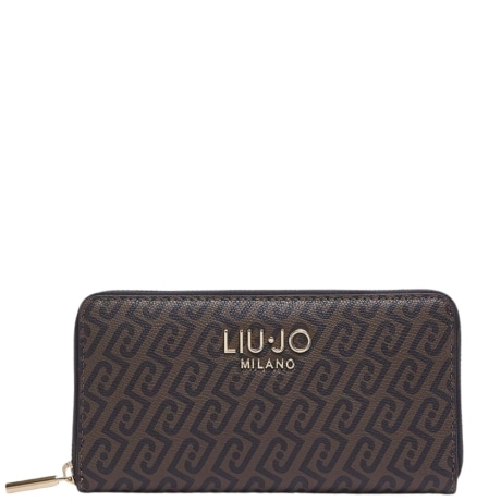 Portafoglio da donna con stampa logo monogram all over testa moro
