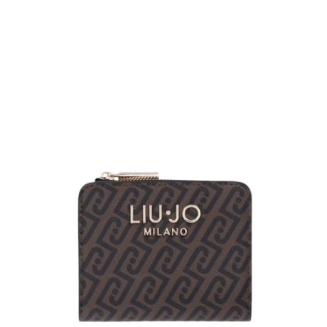 portafoglio piccolo da donna con stampa logo monogram all over testa moro