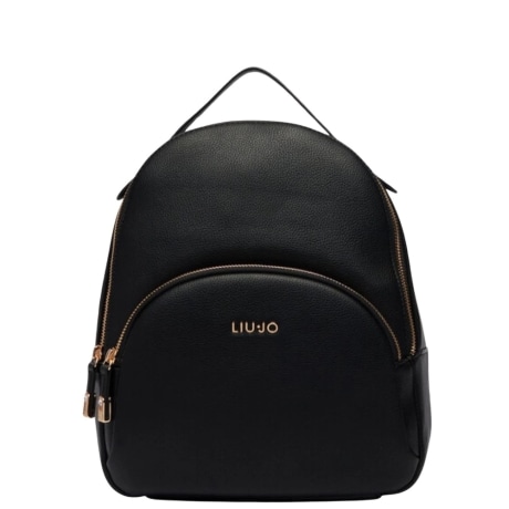 Zaino con logo in pelle nera