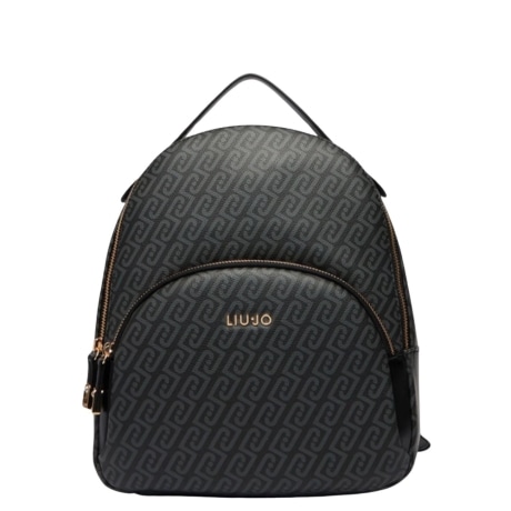 Zaino monogram in pelle nera