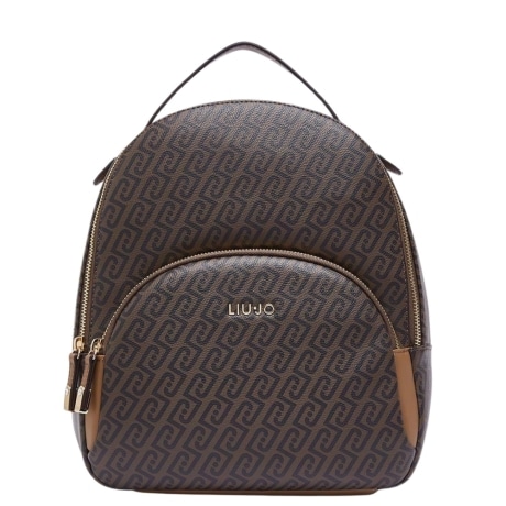 Zaino monogram in pelle marrone