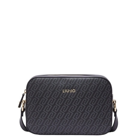 Borsa a tracolla media monogram in pelle nera