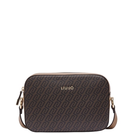 borsa a tracolla media monogram in pelle marrone