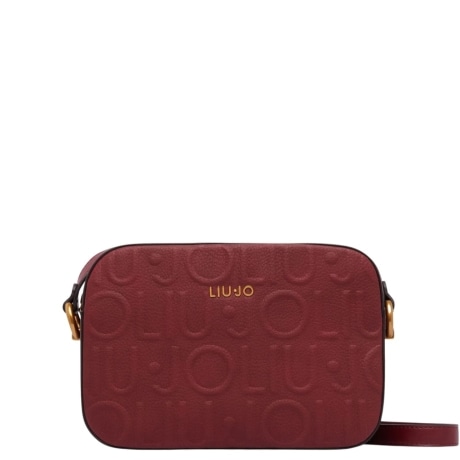 Borsa a tracolla media con logo in pelle BORDEAUX