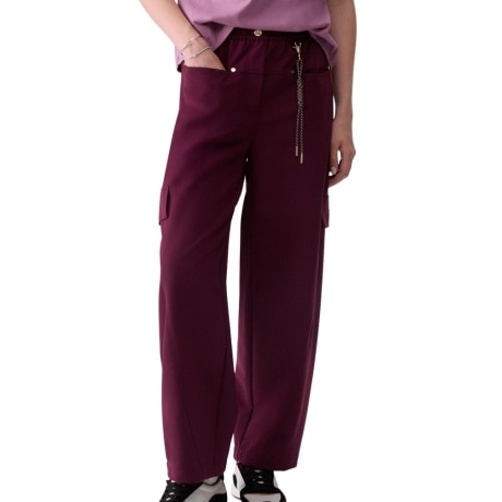 Pantaloni oversize con charm bordeaux