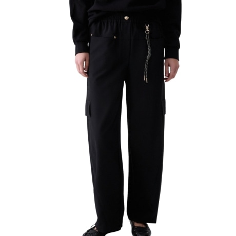 Pantaloni oversize con charm neri