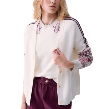 Cardigan jacquard BIANCO LANA