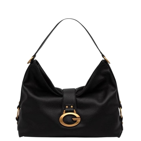 Borsa shopper nera CON LOGO ORO