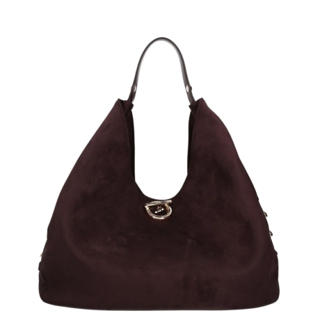 Borsa a spalla hobo grande con borchie in camoscio viola