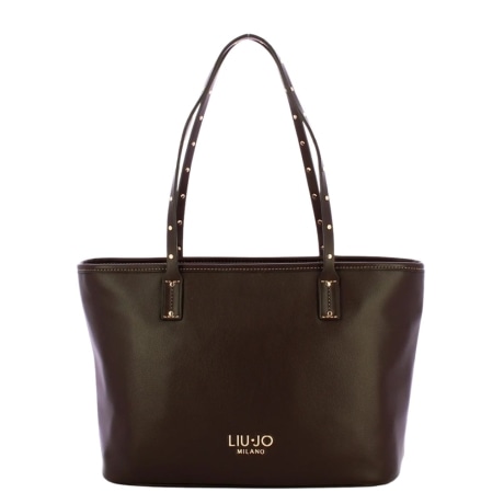 Borsa a spalla tote piccola in pelle DEEP BROWN