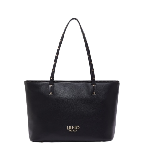 Borsa a spalla tote piccola in pelle nera