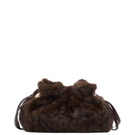 Borsa Riccy piccola in pelliccia sintetica marrone