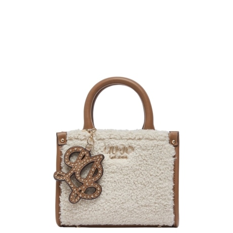 Borsa a mano mini in teddy crema